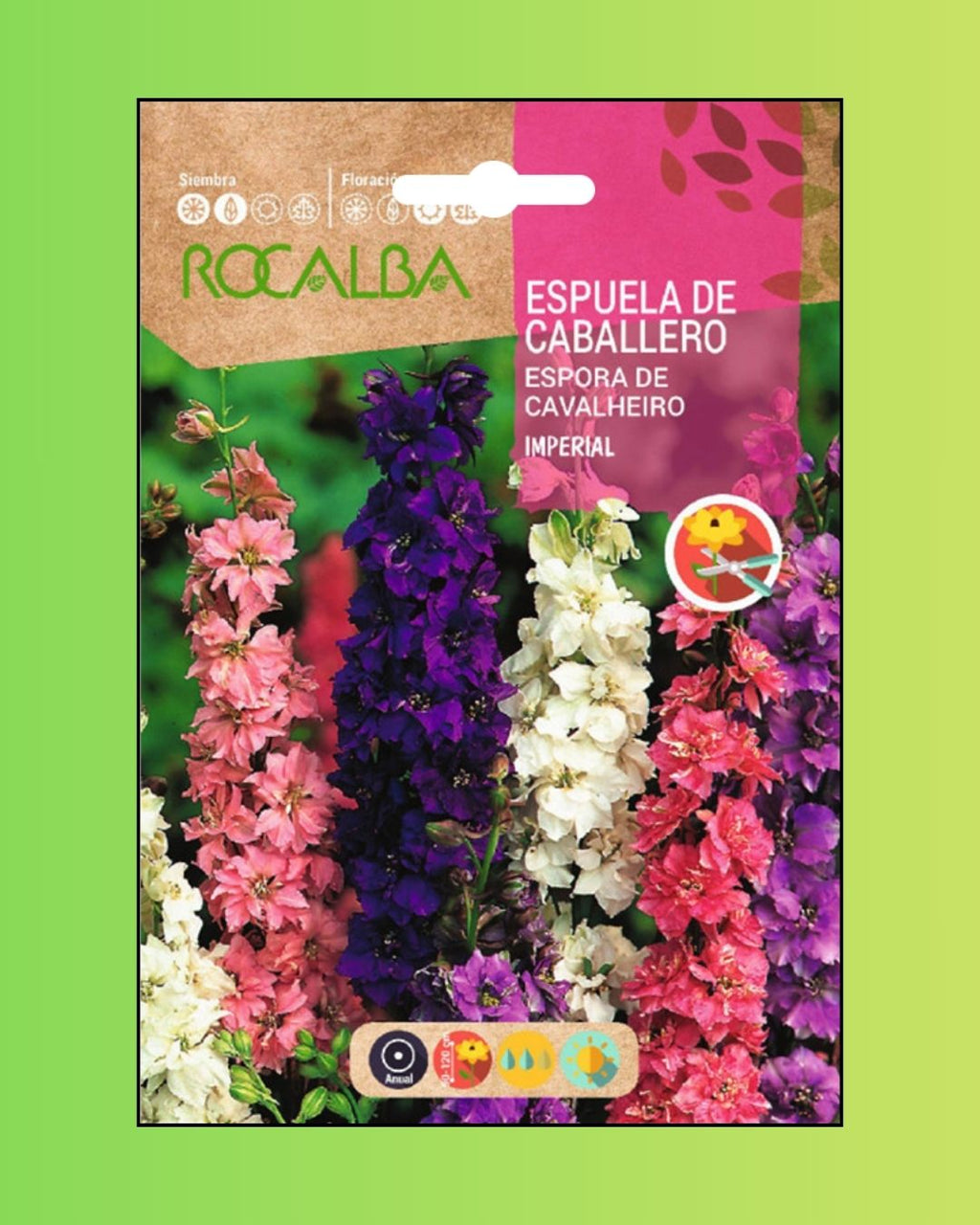 Semillas de Delphinium 'Imperial' (Espuela de Caballero o Pajarito) Rocalba