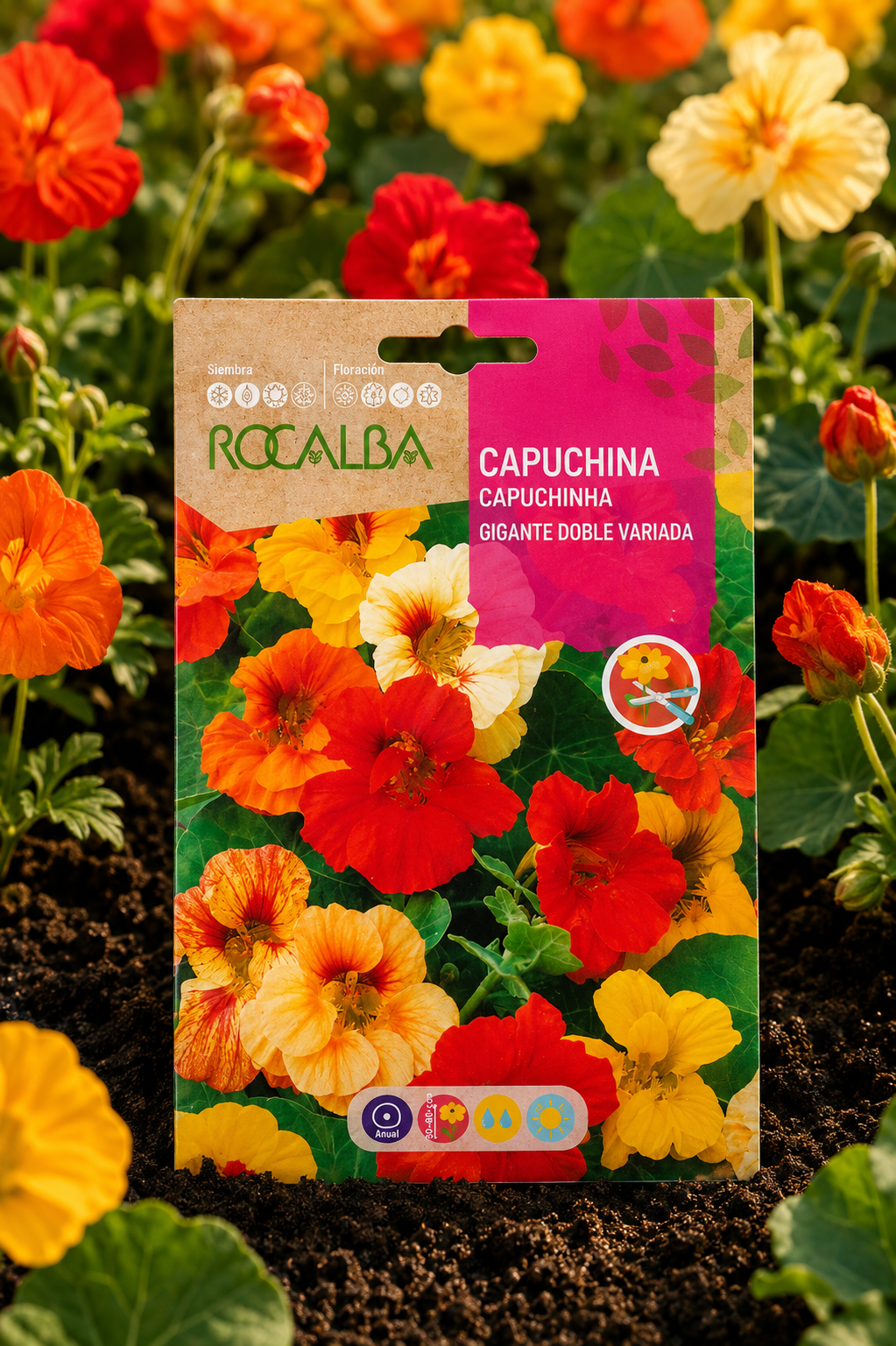 Semillas de Capuchina 'Gigante Doble' (Espuela de Galán) Rocalba