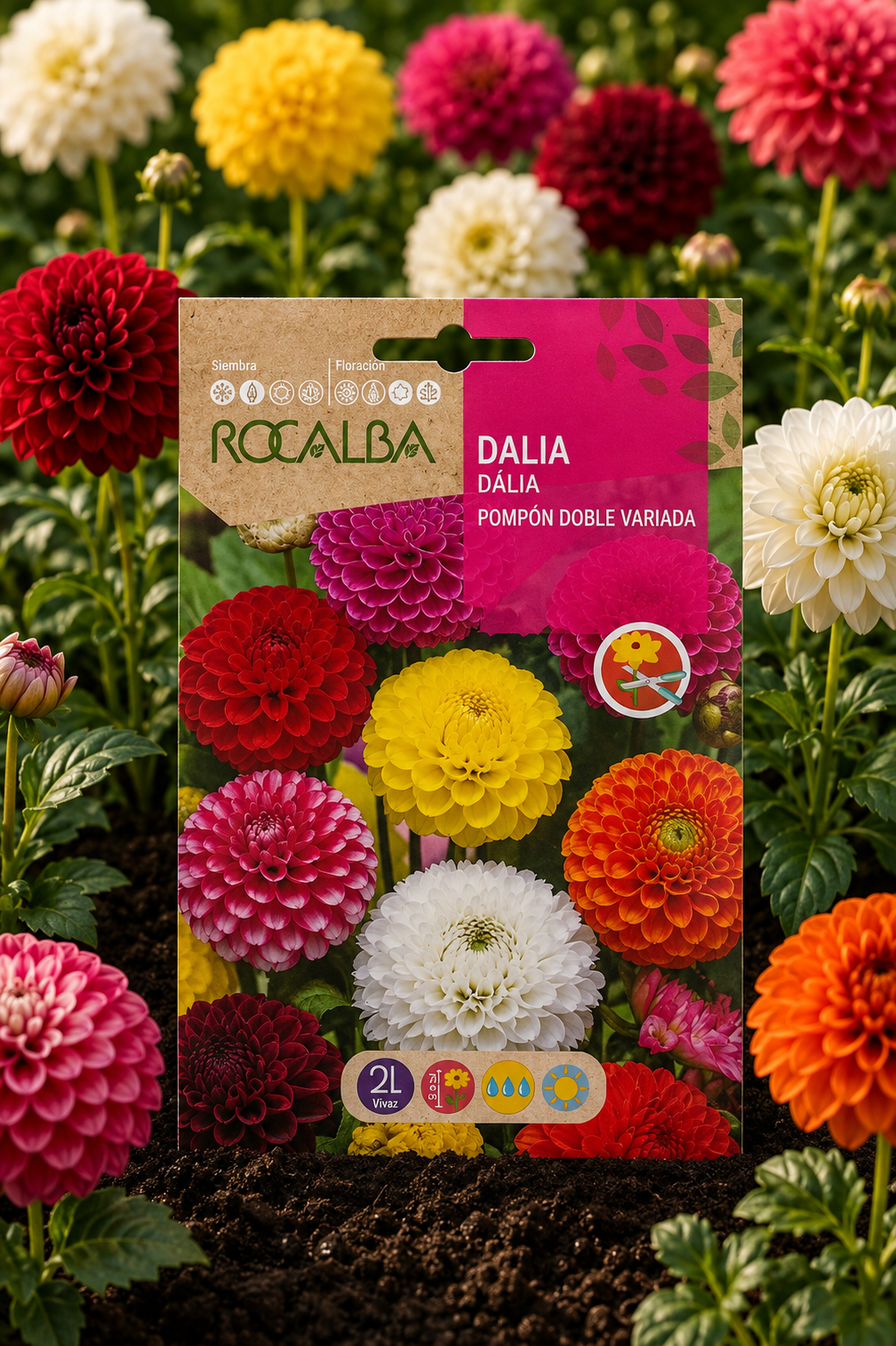 Semillas de Dalia 'Pompón' Rocalba