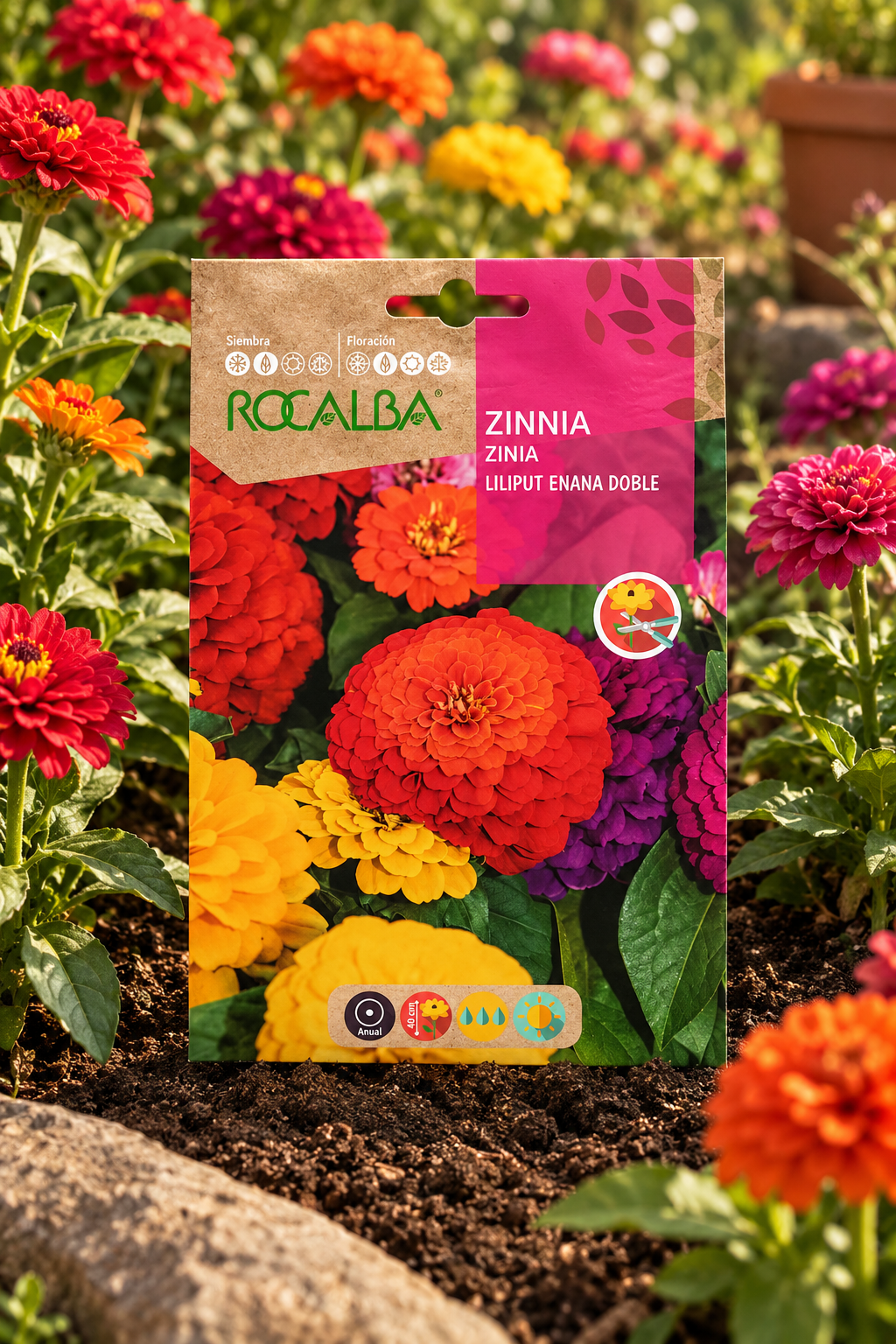 Semillas de Zinnia 'Liliput Doble' Rocalba