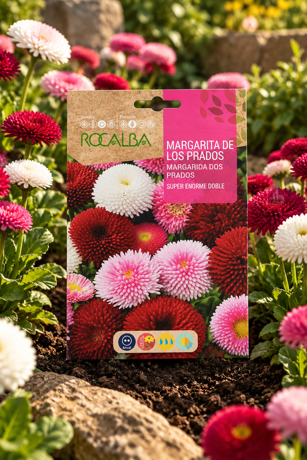Semillas de Bellis 'Margarita de los Prados' (Besito) Rocalba