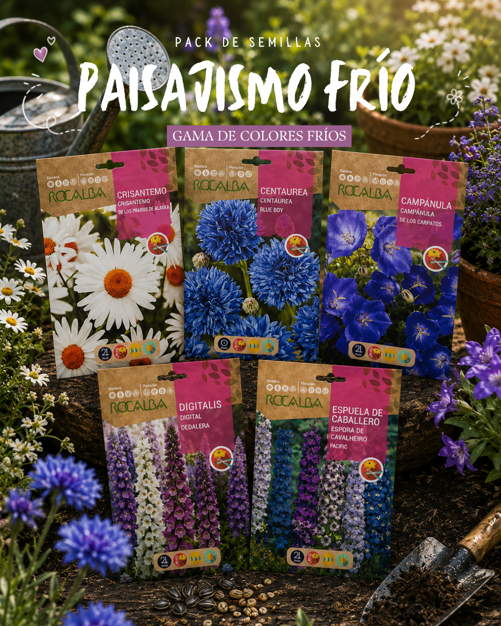 Pack Semillas "Paisajismo Frío" Gama Colores Fríos