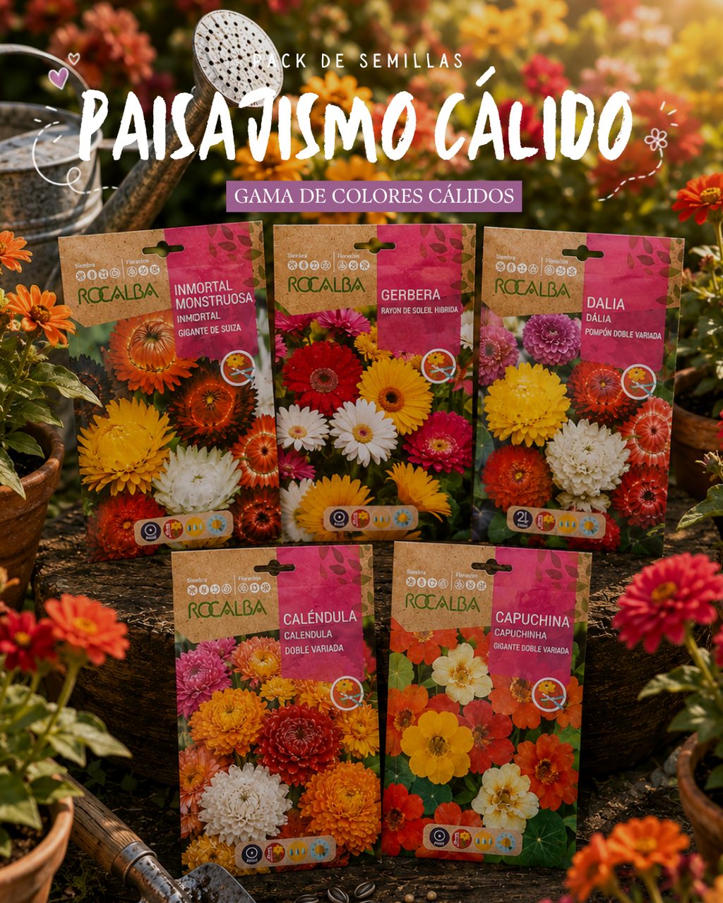 Pack de Semillas “Paisajismo Cálido” Gama de colores cálidos
