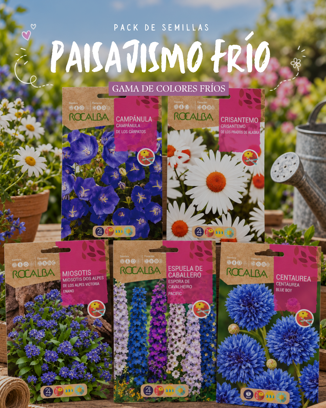 Pack Semillas "Paisajismo Frío" Gama Colores Fríos